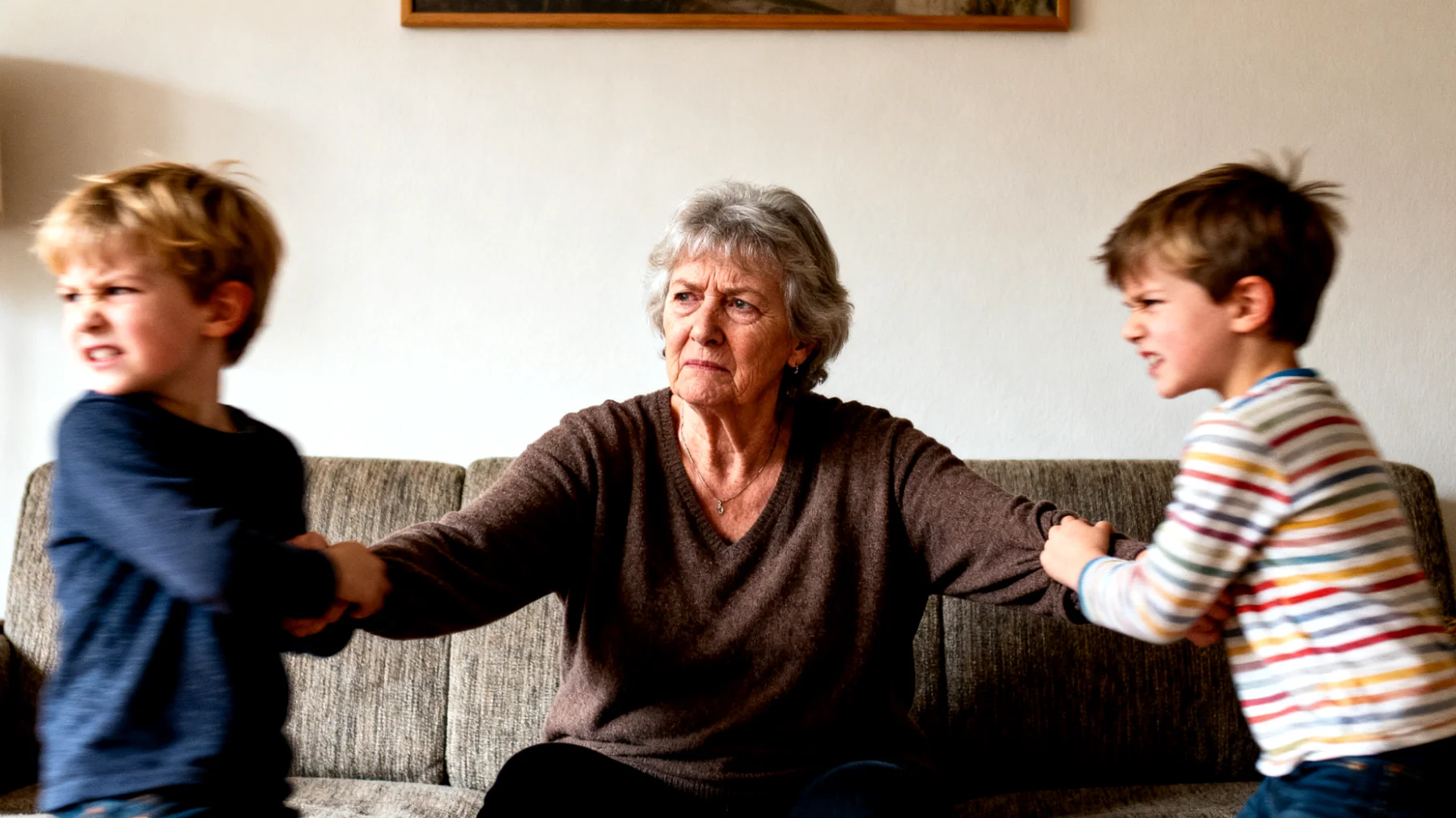 Jaloersheid en rivaliteit tussen kleinkinderen die de relatie met oma bemoeilijken"